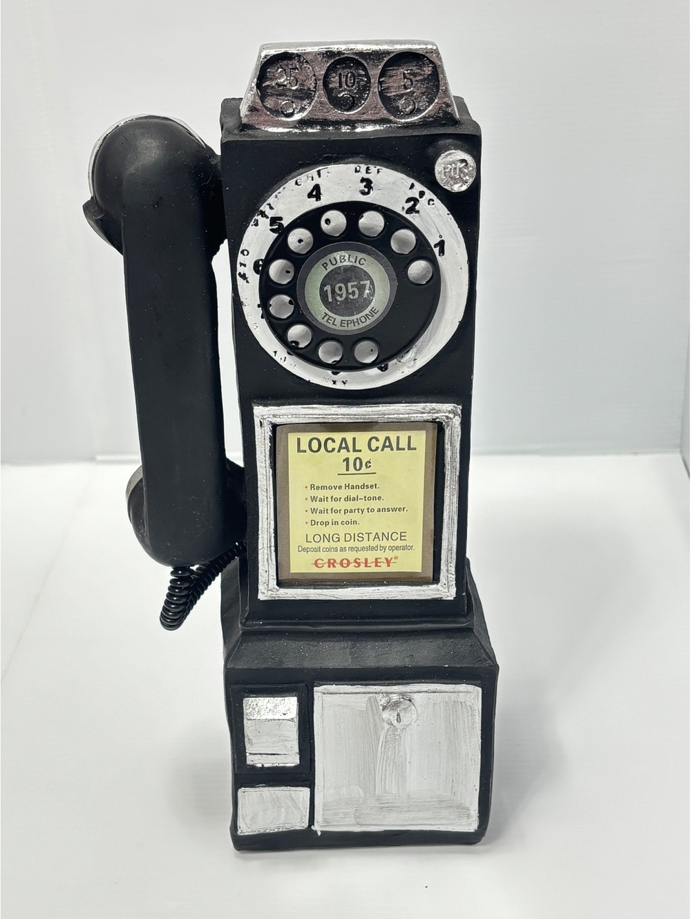Vintage Style 1957 Crosley Payphone Replica with Rotary Dial and Coin Slot Decor